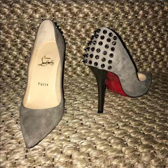 Christian Louboutin Shoes - Christian Louboutin Grey Suede Spikes 36 Authentic